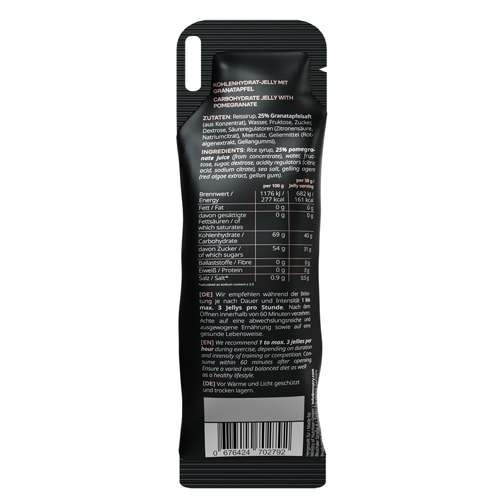 Abbildung des rückseitigen Etiketts des MNSTRY JELLY 40 Pomegranate 1:0.8